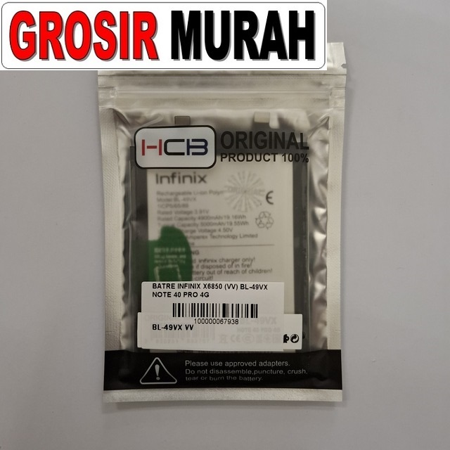 Batre Infinix X6850 BL-49VX VV Note 40 Pro 4G