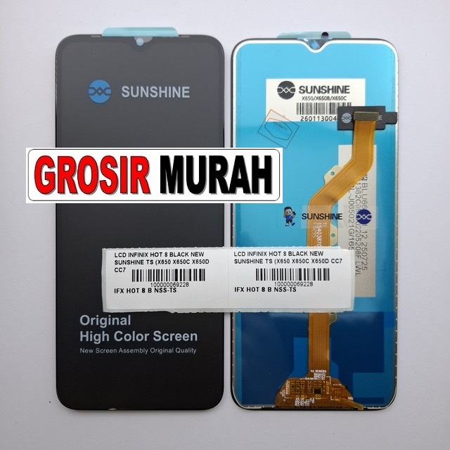 LCD Infinix Hot 8 New Sunshine Black X650 X650C X650D CC7 KC8 Spark 4 Camon 12