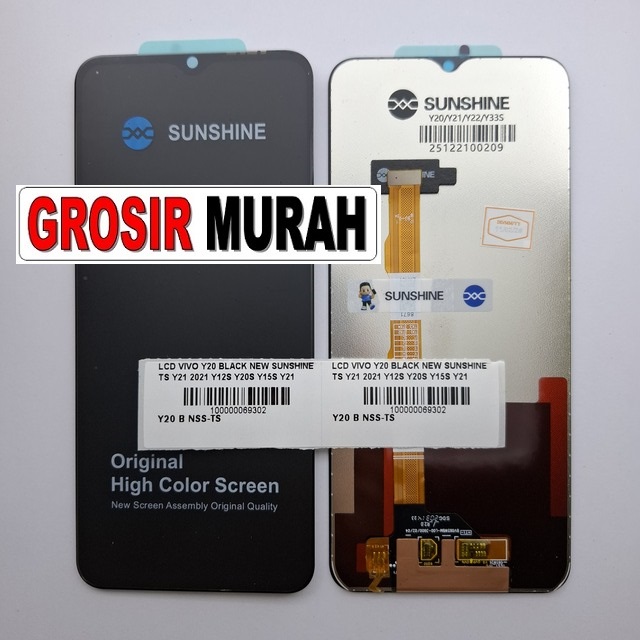LCD Vivo Y20 New Sunshine Black Y21 2021 Y12s Y20s Y15s Y21s Y21t Y21a Y21e Y21g Y16 2022 Y01a