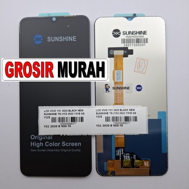 LCD Vivo Y51 2020 New Sunshine Y53 2022 Y31S 5G Y52S Y53S 5G iQOO Z3 5G U3 5G iQOO U3X 5G Black