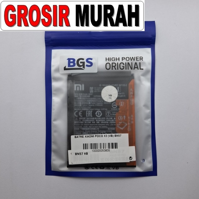 Batre Xiaomi Poco X3 BN57 VB