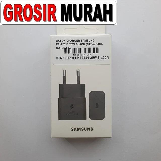Batok Charger Samsung Ep-t2510 25w Black (100%) Pack Super Fast