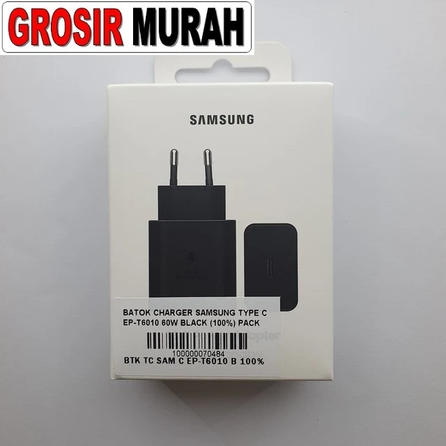 Batok Charger Samsung Type C Ep-t6010 60w Black (100%) Pack ready stock harga grosir sparepart HP Libra Jaya