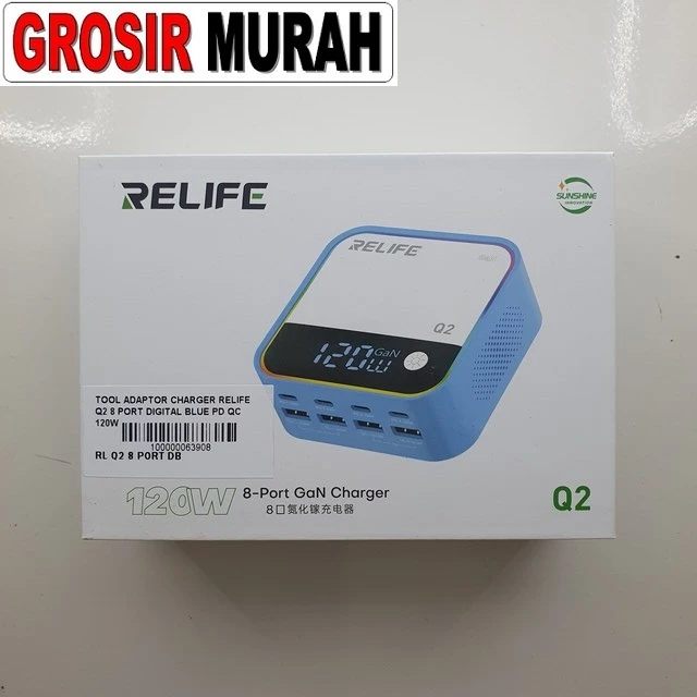Tool Adaptor Charger Relife Q2 8 Port Digital Blue Pd Qc 120w Fast Charging ready stock harga grosir sparepart HP Libra Jaya