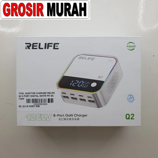 Tool Adaptor Charger Relife Q2 8 Port Digital White Pd Qc 120w Fast Charging ready stock harga grosir sparepart HP Libra Jaya