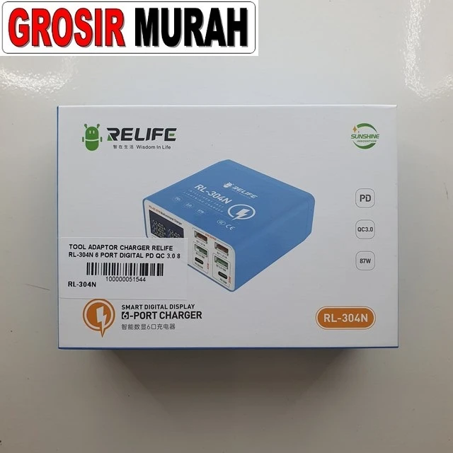 Tool Adaptor Charger Relife Rl-304n 6 Port Digital Pd Qc 3.0 87w Fast Charging ready stock harga grosir sparepart HP Libra Jaya