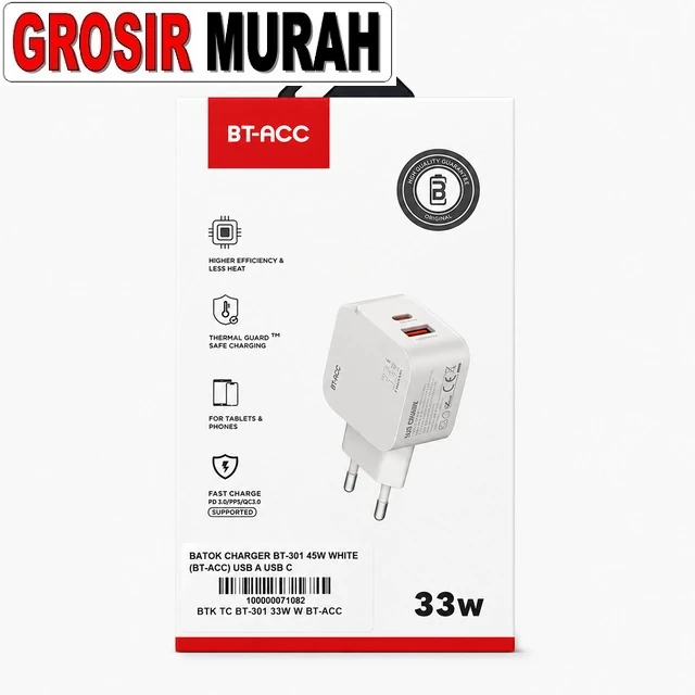 Batok Charger Bt-301 45w White (bt-acc) Usb A Usb C