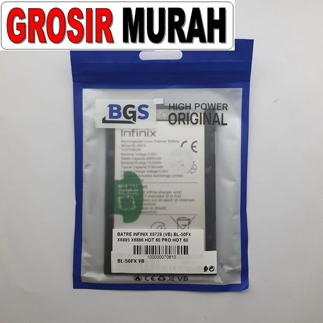 Batre Infinix X6728 (vb) Bl-50fx X6885 X6886 Hot 60 Pro Hot 60 Pro Plus Hot 60i 4g ready stock harga grosir sparepart HP Libra Jaya