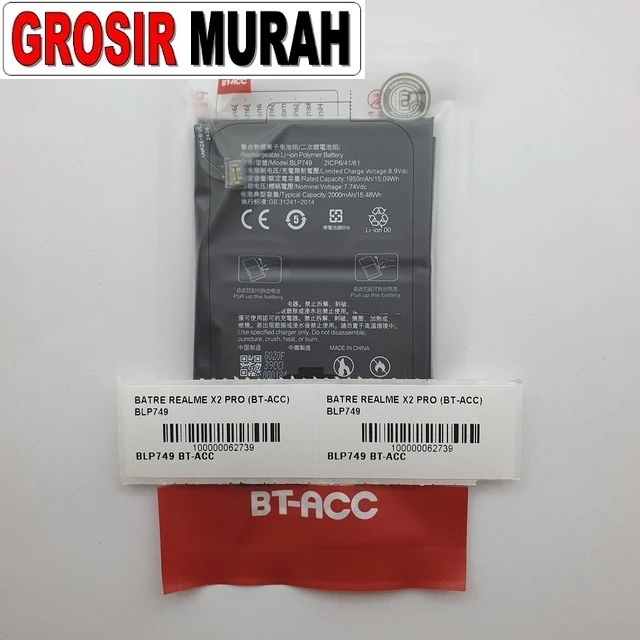 Batre Realme X2 Pro (bt-acc) Blp749 ready stock harga grosir sparepart HP Libra Jaya