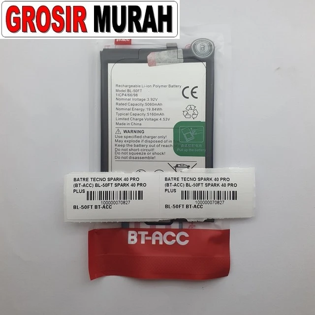 Batre Tecno Spark 40 Pro (bt-acc) Bl-50ft Spark 40 Pro Plus ready stock harga grosir sparepart HP Libra Jaya