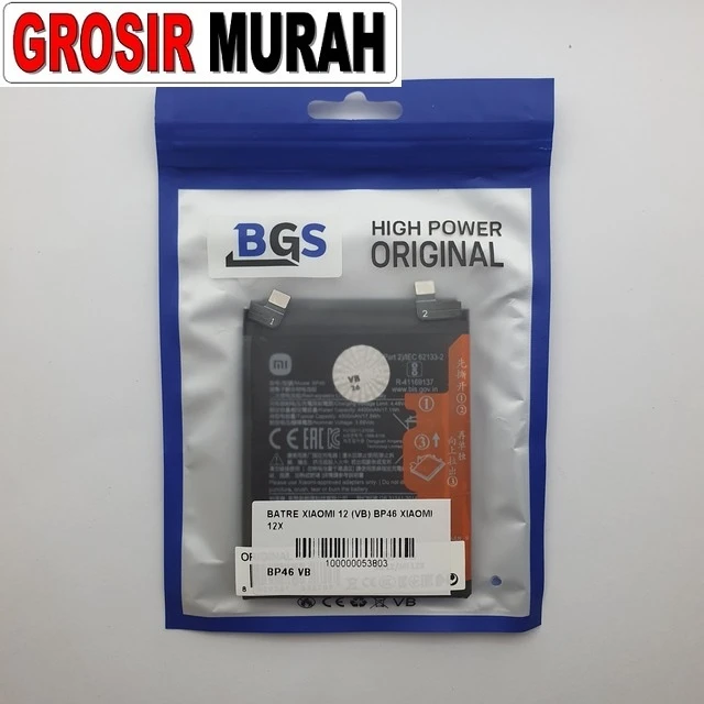 Batre Xiaomi 12 (vb) Bp46 Xiaomi 12x ready stock harga grosir sparepart HP Libra Jaya