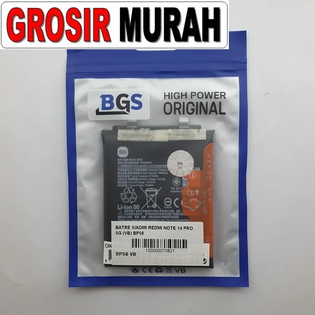 Batre Xiaomi Redmi Note 14 Pro Plus 5g Bp56 (vb) ready stock harga grosir sparepart HP Libra Jaya