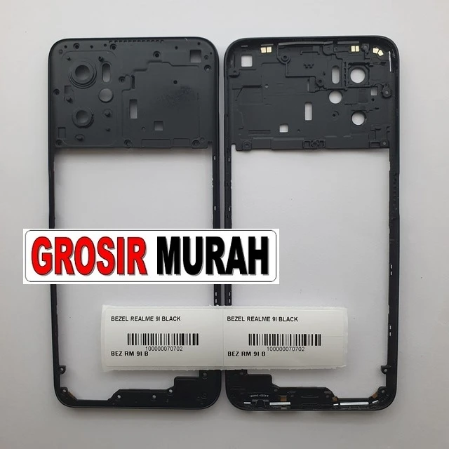 Bezel Realme 9i Black ready stock harga grosir sparepart HP Libra Jaya