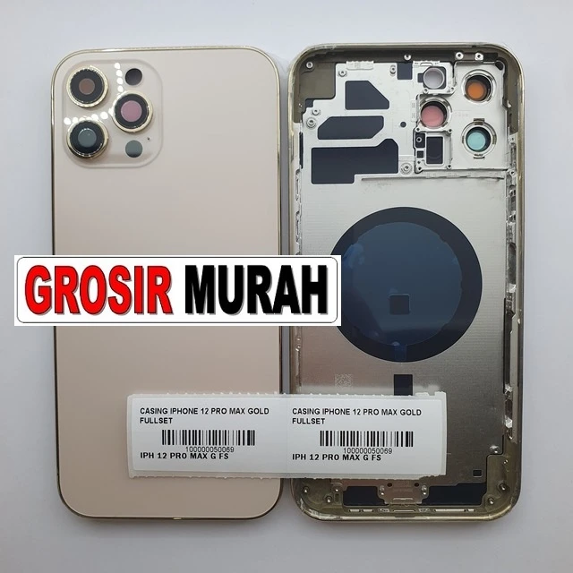 Casing Iphone 12 Pro Max Gold Fullset ready stock harga grosir sparepart HP Libra Jaya
