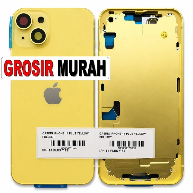Casing Iphone 14 Plus Yellow Fullset ready stock harga grosir sparepart HP Libra Jaya