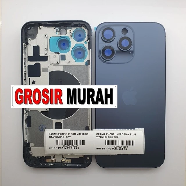 Casing Iphone 15 Pro Max Blue Titanium Fullset ready stock harga grosir sparepart HP Libra Jaya