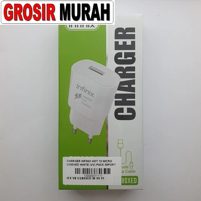 Charger Infinix Hot 10 Micro U180xed White (vv) Pack Import ready stock harga grosir sparepart HP Libra Jaya
