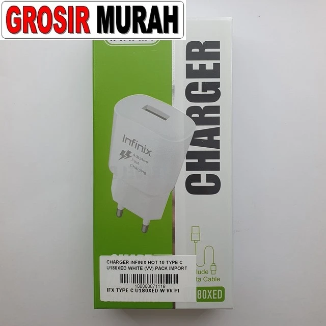 Charger Infinix Hot 10 Type C U180xed White (vv) Pack Import ready stock harga grosir sparepart HP Libra Jaya