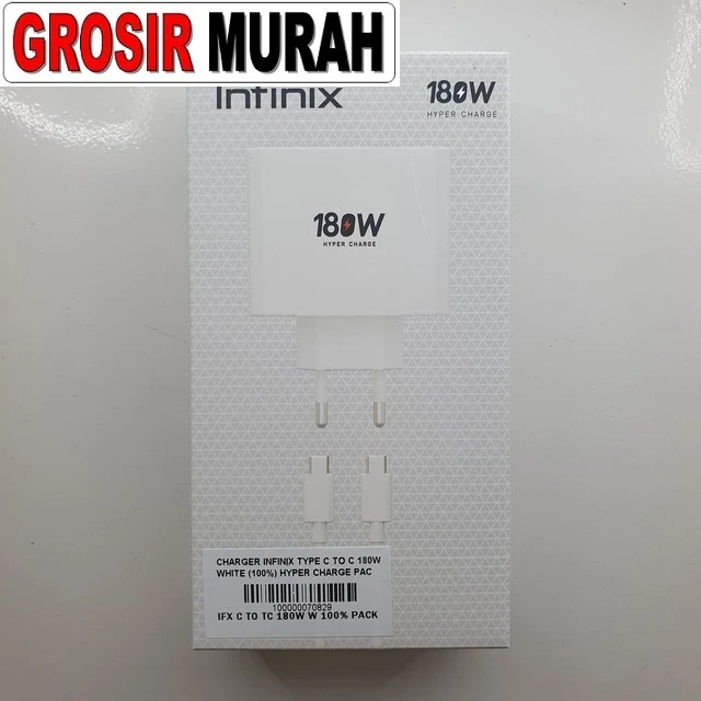 Charger Infinix Type C To C 180w White (100%) Hyper Charge Pack ready stock harga grosir sparepart HP Libra Jaya