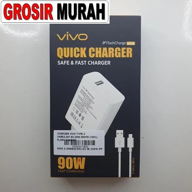 Charger Vivo Type C V90b2l0a1-eu 90w White (100%) Flash Charge Pack ready stock harga grosir sparepart HP Libra Jaya