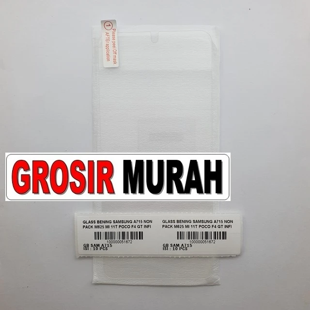 Glass Bening Samsung A715 Non Pack M625 Mi 11t Poco F4 Gt Infinix Note 12 Lite C30s ready stock harga grosir sparepart HP Libra Jaya