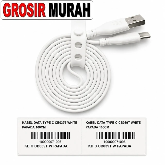 Kabel Data Type C Cb039t White Papada 100cm