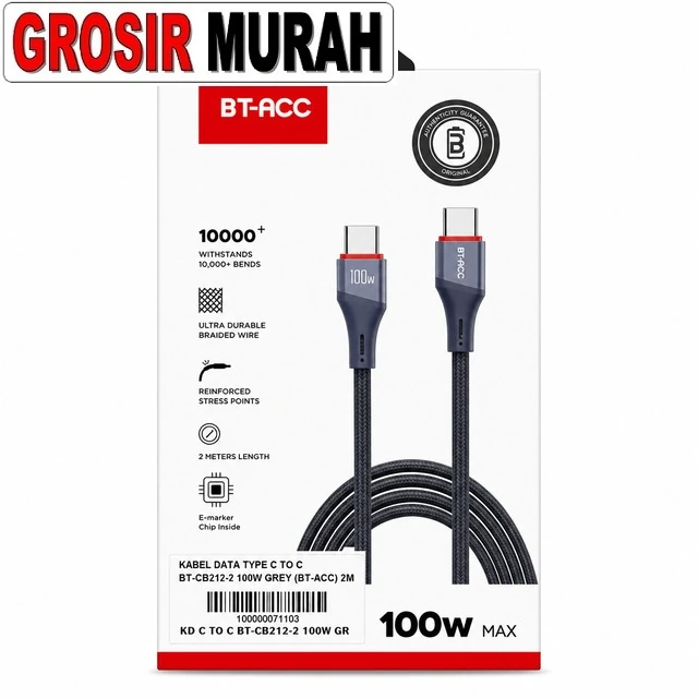 Kabel Data Type C To C Bt-cb212-2 100w Grey (bt-acc) 2m