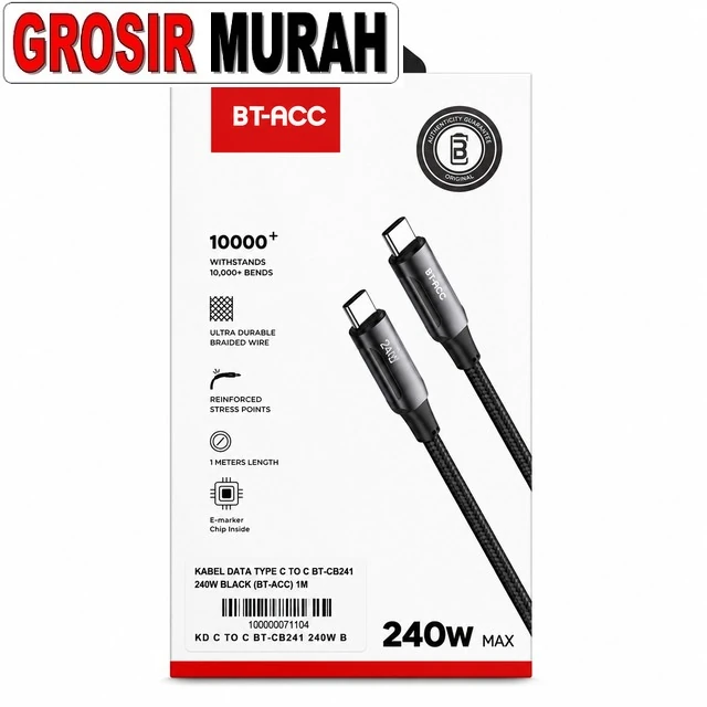 Kabel Data Type C To C Bt-cb241 240w Black (bt-acc) 1m