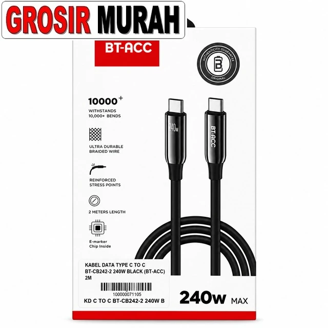 Kabel Data Type C To C Bt-cb242-2 240w Black (bt-acc) 2m