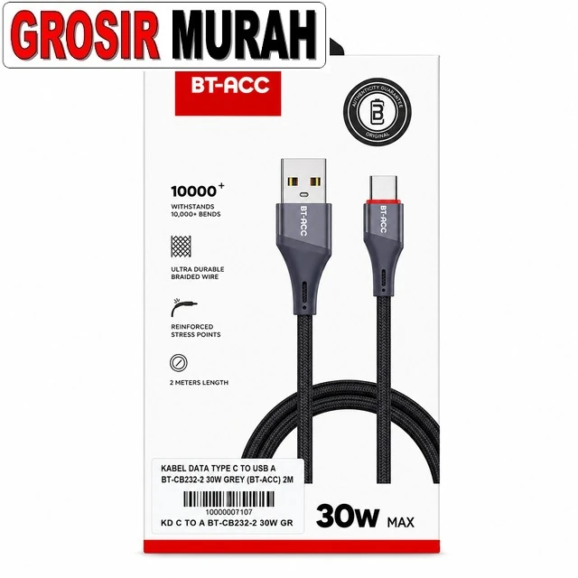 Kabel Data Type C To Usb A Bt-cb232-2 30w Grey (bt-acc) 2m