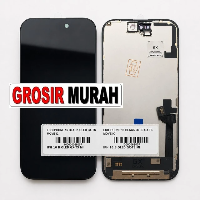 Lcd Iphone 16 Black Oled Gx Ts Move Ic ready stock harga grosir sparepart HP Libra Jaya