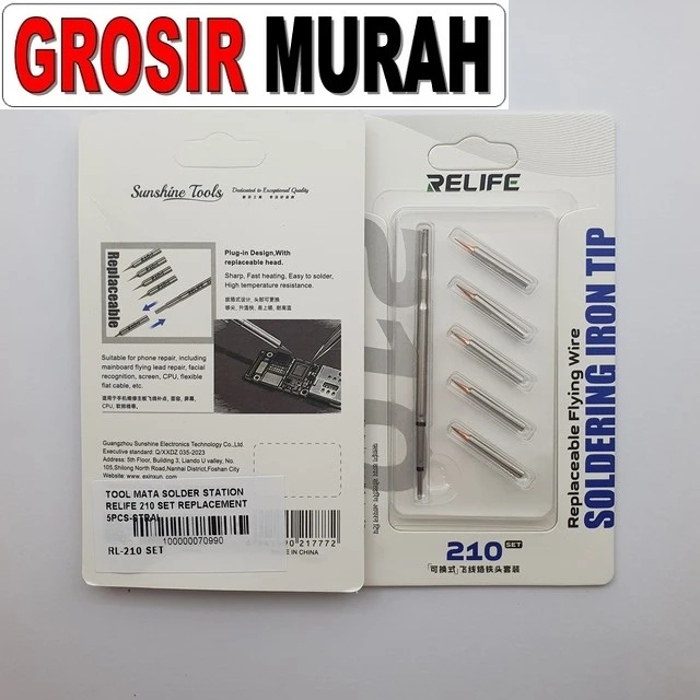 Tool Mata Solder Station Relife Rl-210 Set Replacement 6in1-straight ready stock harga grosir sparepart HP Libra Jaya