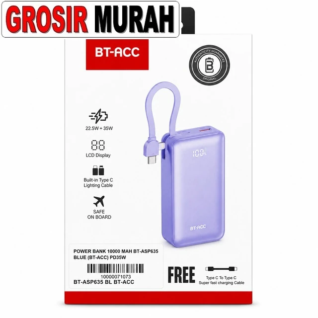 Power Bank 10000 Mah Bt-asp635 Blue (bt-acc) Pd35w