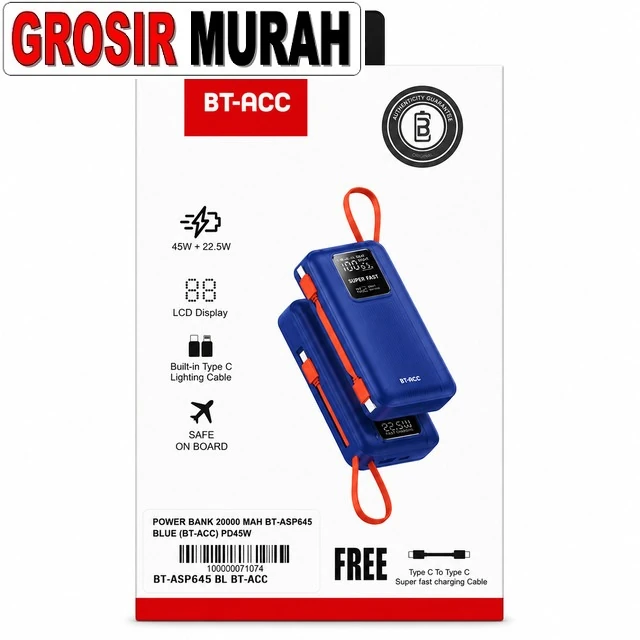 Power Bank 20000 Mah Bt-asp645 Blue (bt-acc) Pd45w