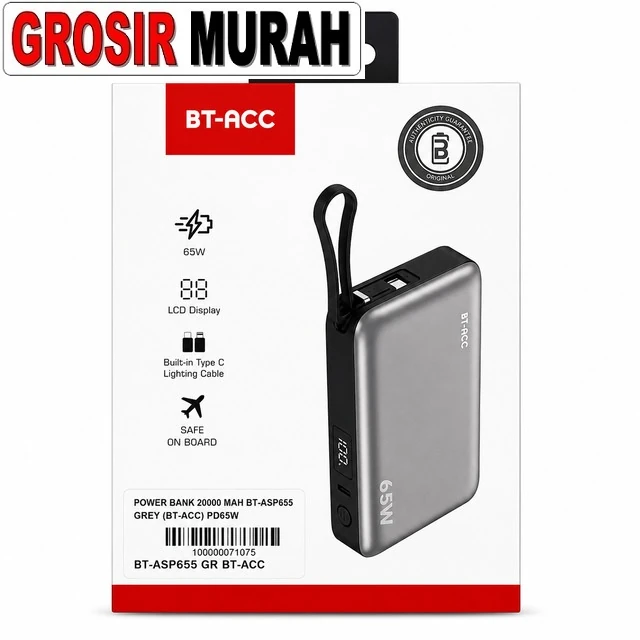 Power Bank 20000 Mah Bt-asp665 Grey (bt-acc) Pd65w