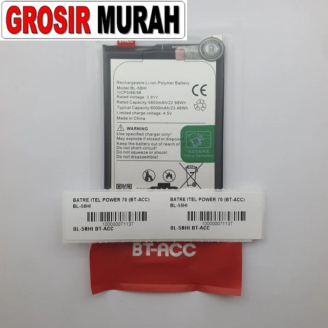 Batre Itel Power 70 (bt-acc) Bl-58hi ready stock harga grosir sparepart HP Libra Jaya