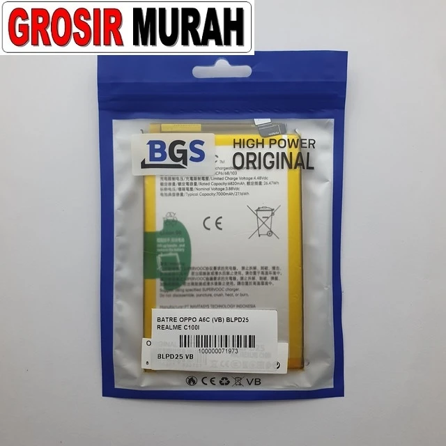 Batre Oppo A6c (vb) Blpd25 Realme C100i ready stock harga grosir sparepart HP Libra Jaya