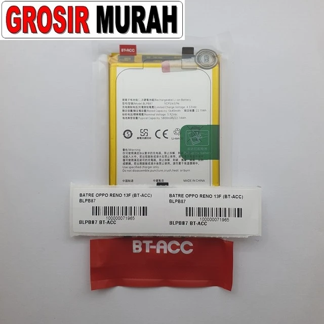 Batre Oppo Reno 13f (bt-acc) Blpb87 ready stock harga grosir sparepart HP Libra Jaya