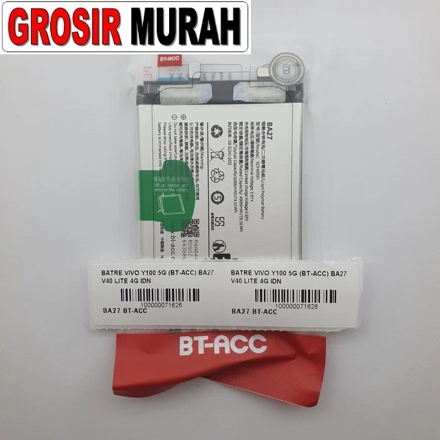 Batre Vivo Y100 5g (bt-acc) Ba27 V40 Lite 4g Idn ready stock harga grosir sparepart HP Libra Jaya