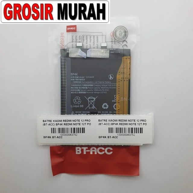 Batre Xiaomi Redmi Note 12 Pro (bt-acc) Bp4k Redmi Note 12t Poco X5 Pro ready stock harga grosir sparepart HP Libra Jaya
