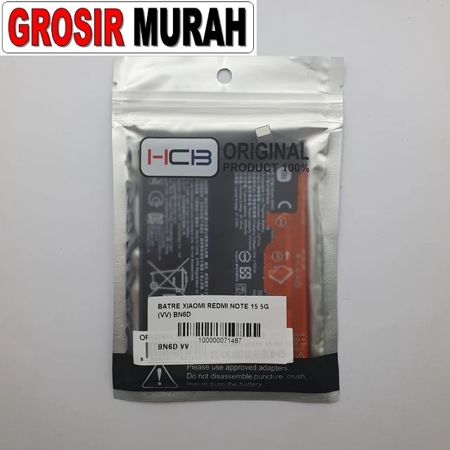 Batre Xiaomi Redmi Note 15 5g (vv) Bn6d ready stock harga grosir sparepart HP Libra Jaya