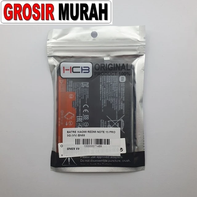 Batre Xiaomi Redmi Note 15 Pro 5g (vv) Bn69 ready stock harga grosir sparepart HP Libra Jaya