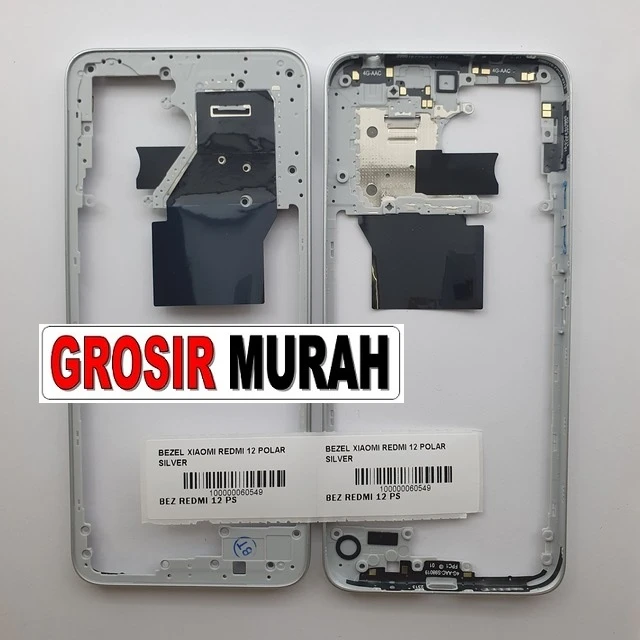 Bezel Xiaomi Redmi 12 Polar Silver ready stock harga grosir sparepart HP Libra Jaya