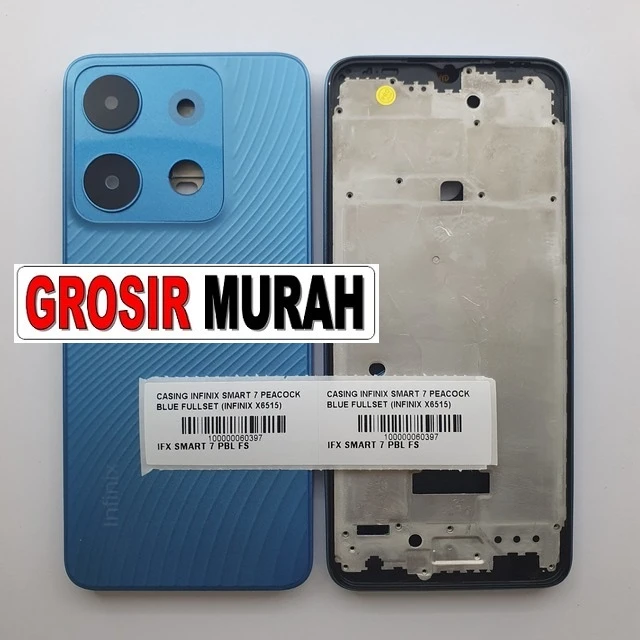 Casing Infinix Smart 7 Peacock Blue Fullset (infinix X6515) ready stock harga grosir sparepart HP Libra Jaya