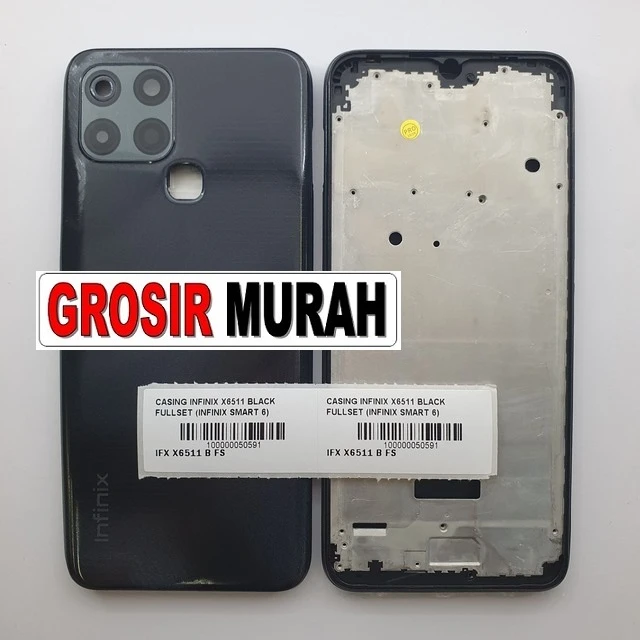 Casing Infinix X6511 Black Fullset (infinix Smart 6) ready stock harga grosir sparepart HP Libra Jaya