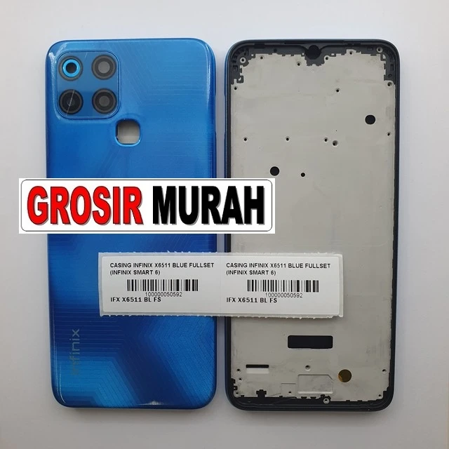 Casing Infinix X6511 Blue Fullset (infinix Smart 6) ready stock harga grosir sparepart HP Libra Jaya