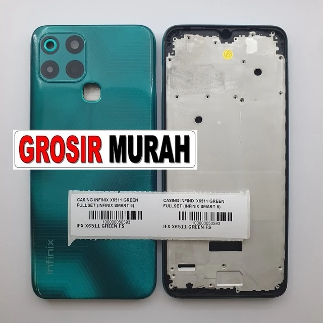 Casing Infinix X6511 Green Fullset (infinix Smart 6) ready stock harga grosir sparepart HP Libra Jaya