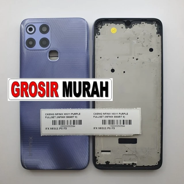 Casing Infinix X6511 Purple Fullset (infinix Smart 6) ready stock harga grosir sparepart HP Libra Jaya