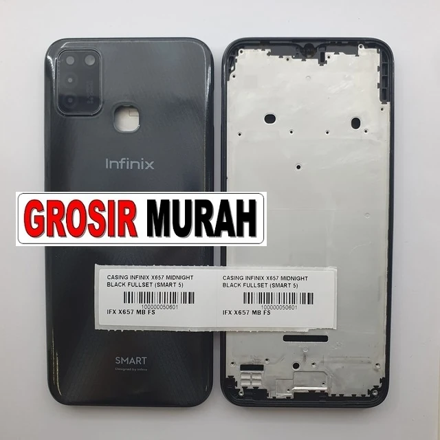Casing Infinix X657 Midnight Black Fullset (smart 5) ready stock harga grosir sparepart HP Libra Jaya