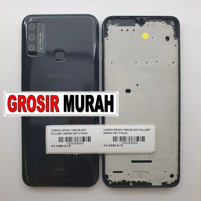 Casing Infinix X680 Black Fullset Infinix Hot 9 Play ready stock harga grosir sparepart HP Libra Jaya